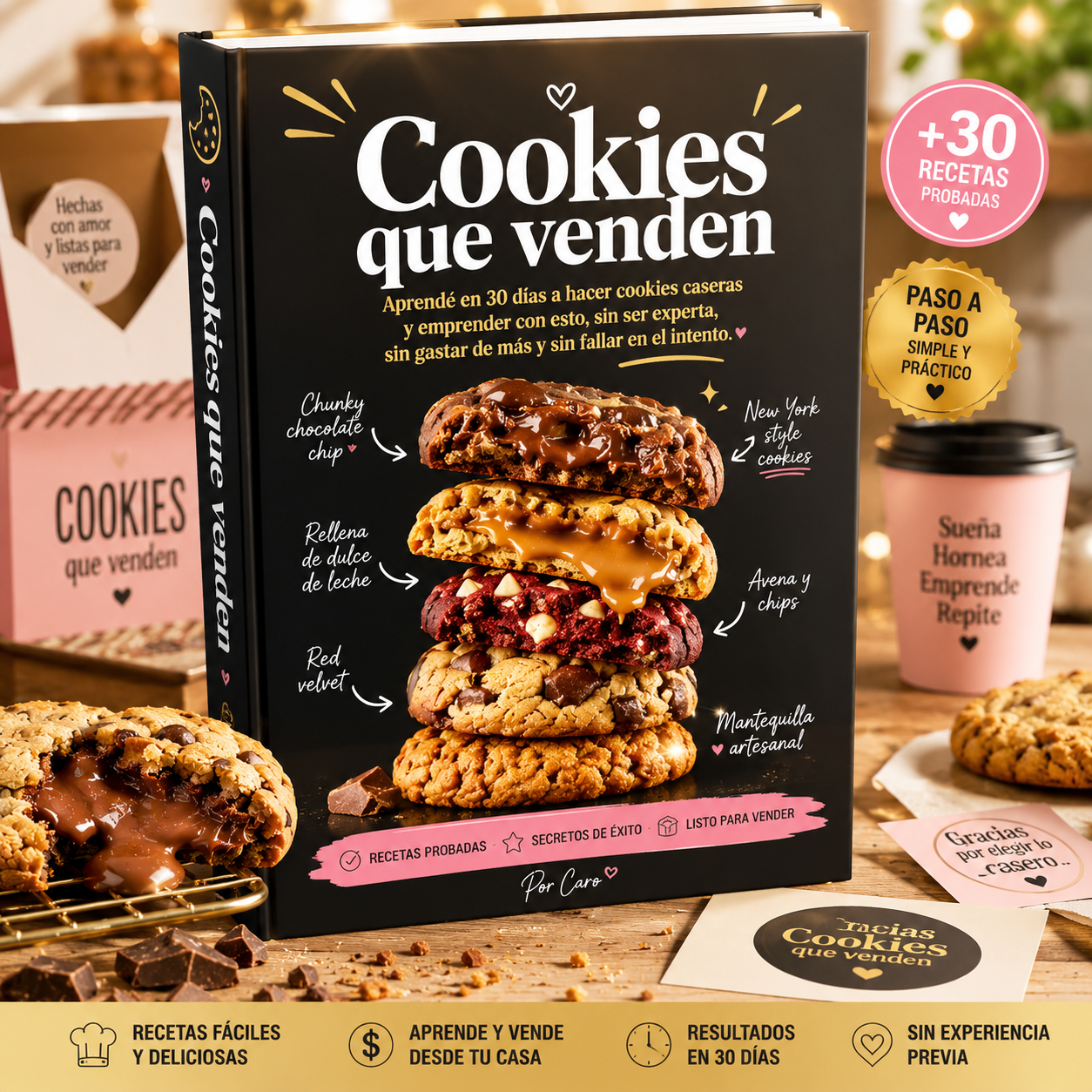 COOKIES QUE VENDEN (CURSO EN VIDEO) + 30 RECETAS + 6 BONUS DE REGALO